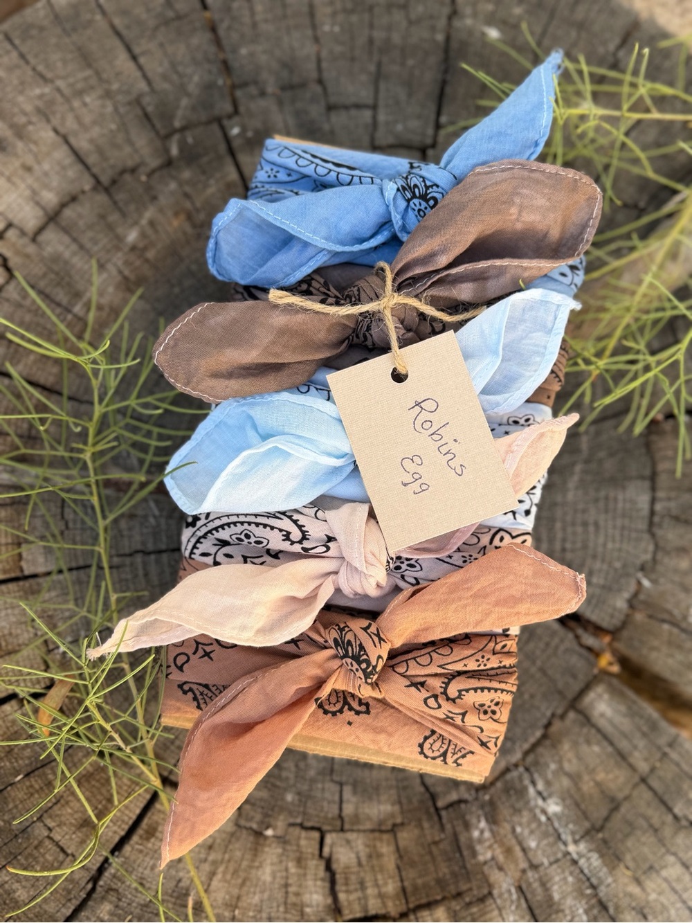 Bandana BANDANAS Hair Tie Headband Scarf ⭐️NWT "Robin's Egg" Set of 5